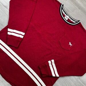 PINK Victoria's Secret Long Sleeve T-Shirt Women's Medium Striped‎ Trim Pocket